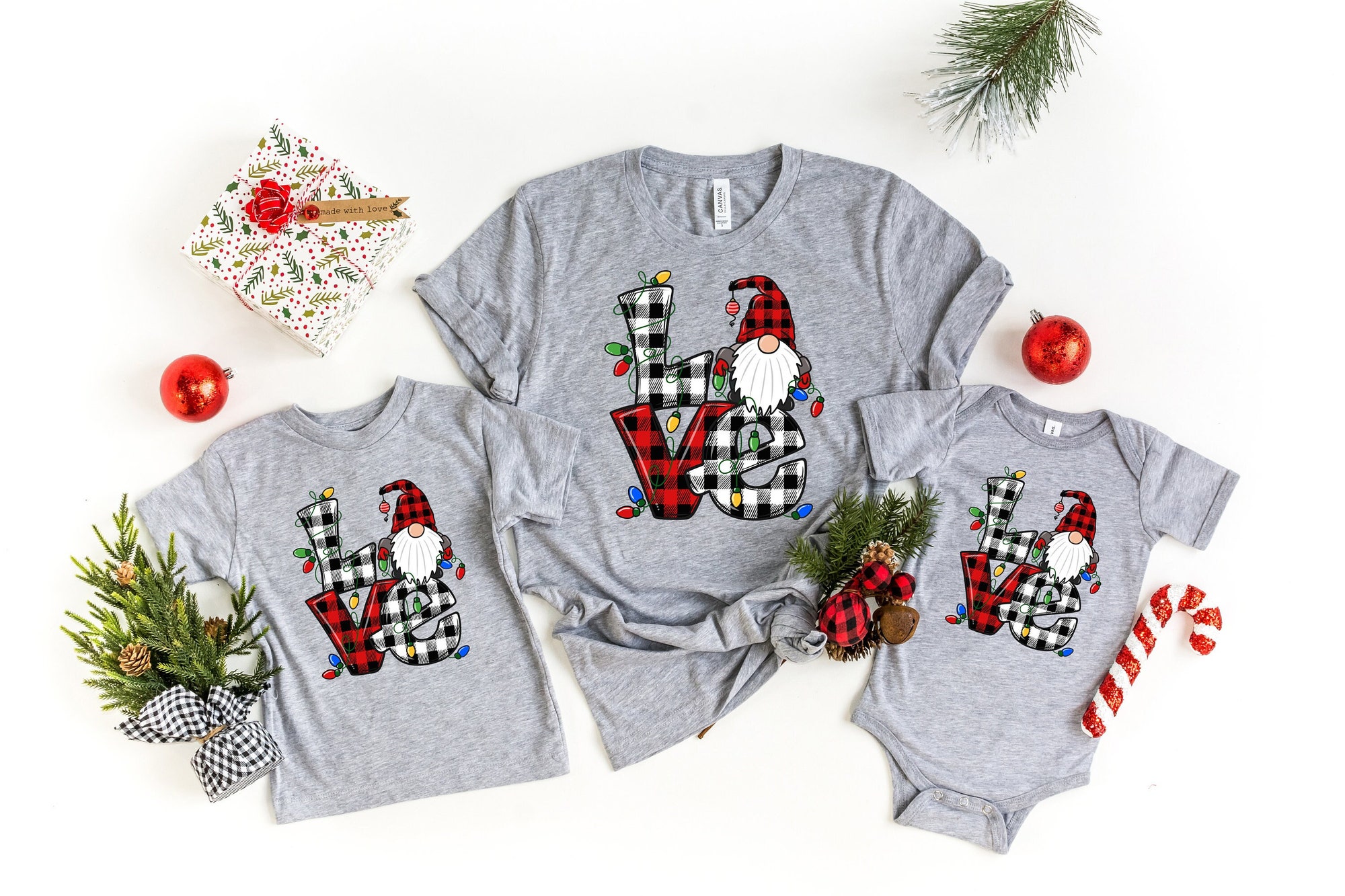 LOVE Christmas Gnome Shirt | Holiday Family Matching Tee image 0