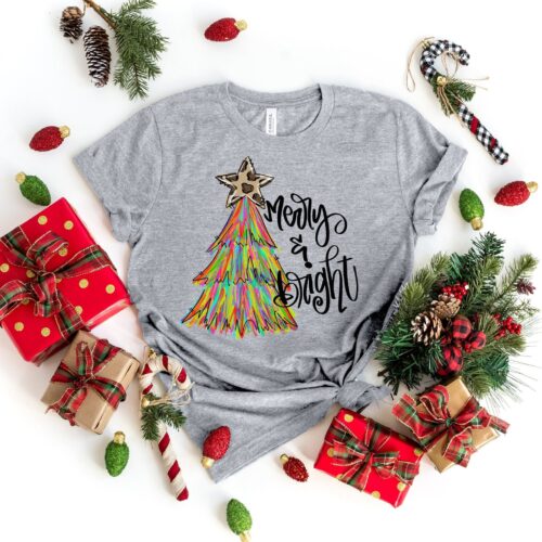 Merry and Bright Christmas Shirt | Most Wonderful Time Of The Year Family Tee image 0