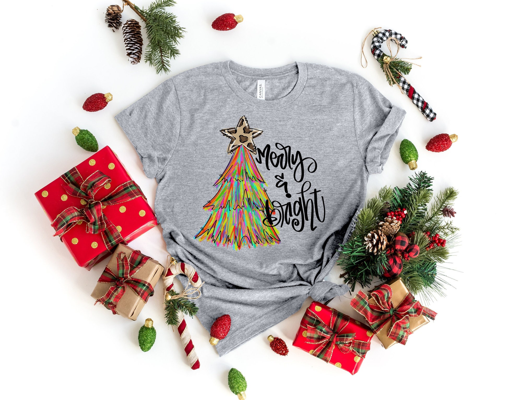 Merry and Bright Christmas Shirt | Most Wonderful Time Of The Year Family Tee image 0