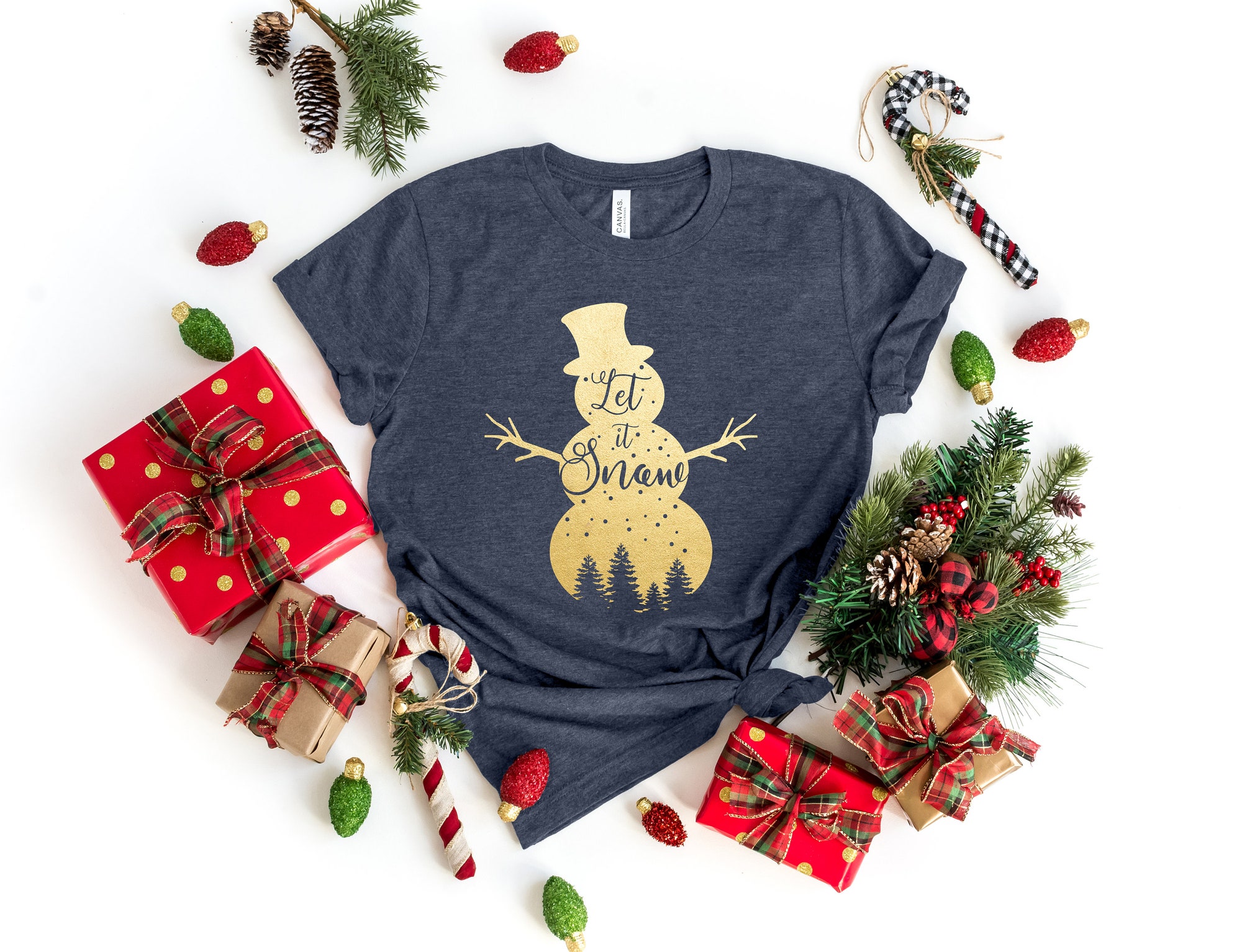 Let It Snow Christmas Shirt | Snowman & Holiday Apparel image 1