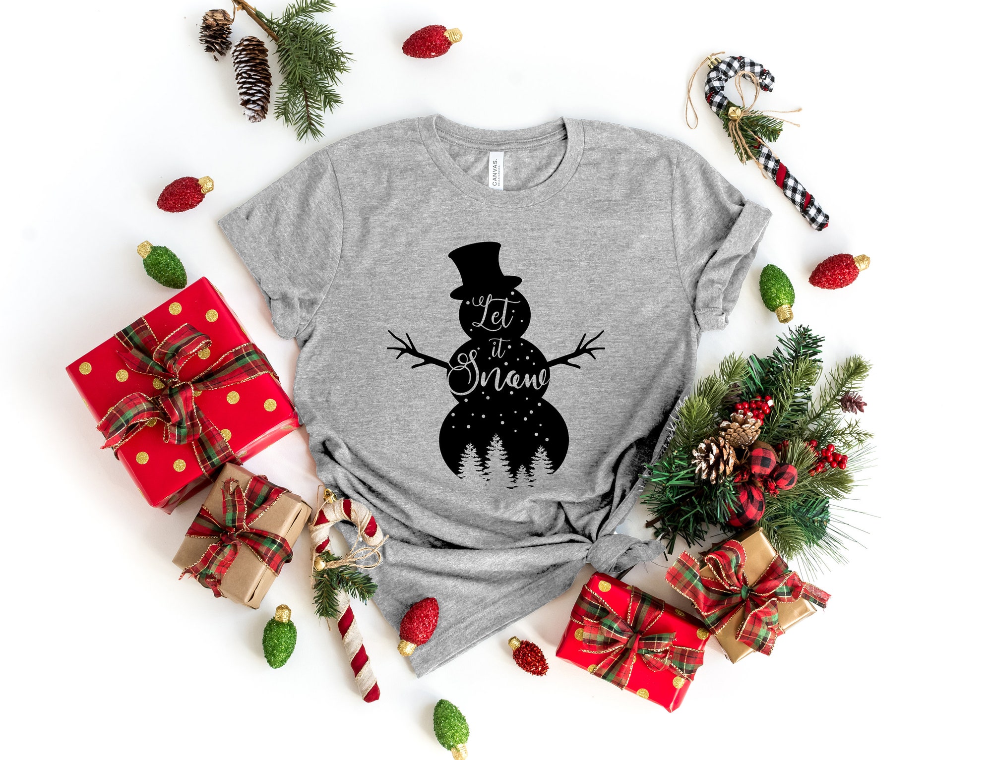 Let It Snow Christmas Shirt | Snowman & Holiday Apparel image 3