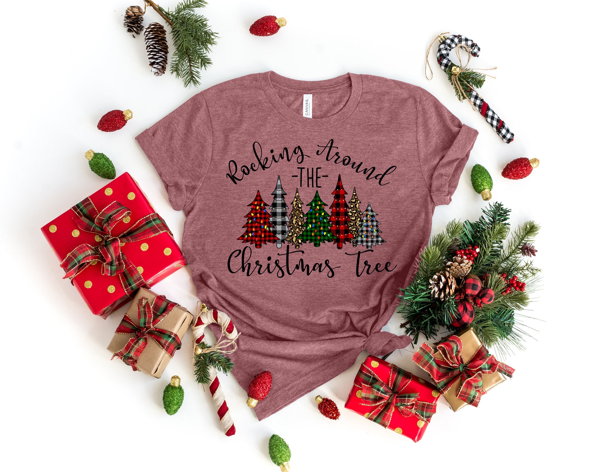 "Rocking Around The Christmas Tree Shirt: Family Matching Tee Holiday Cheer" image 1