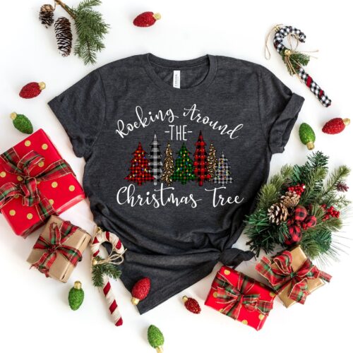 "Rocking Around The Christmas Tree Shirt: Family Matching Tee Holiday Cheer" image 0