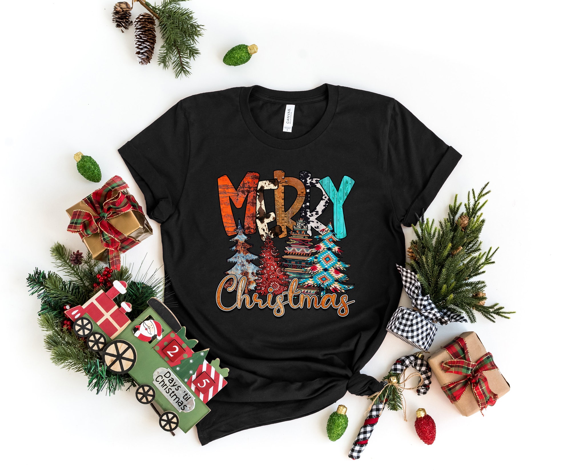 Merry Christmas Shirt: Tree Design Matching Family Tee image 1