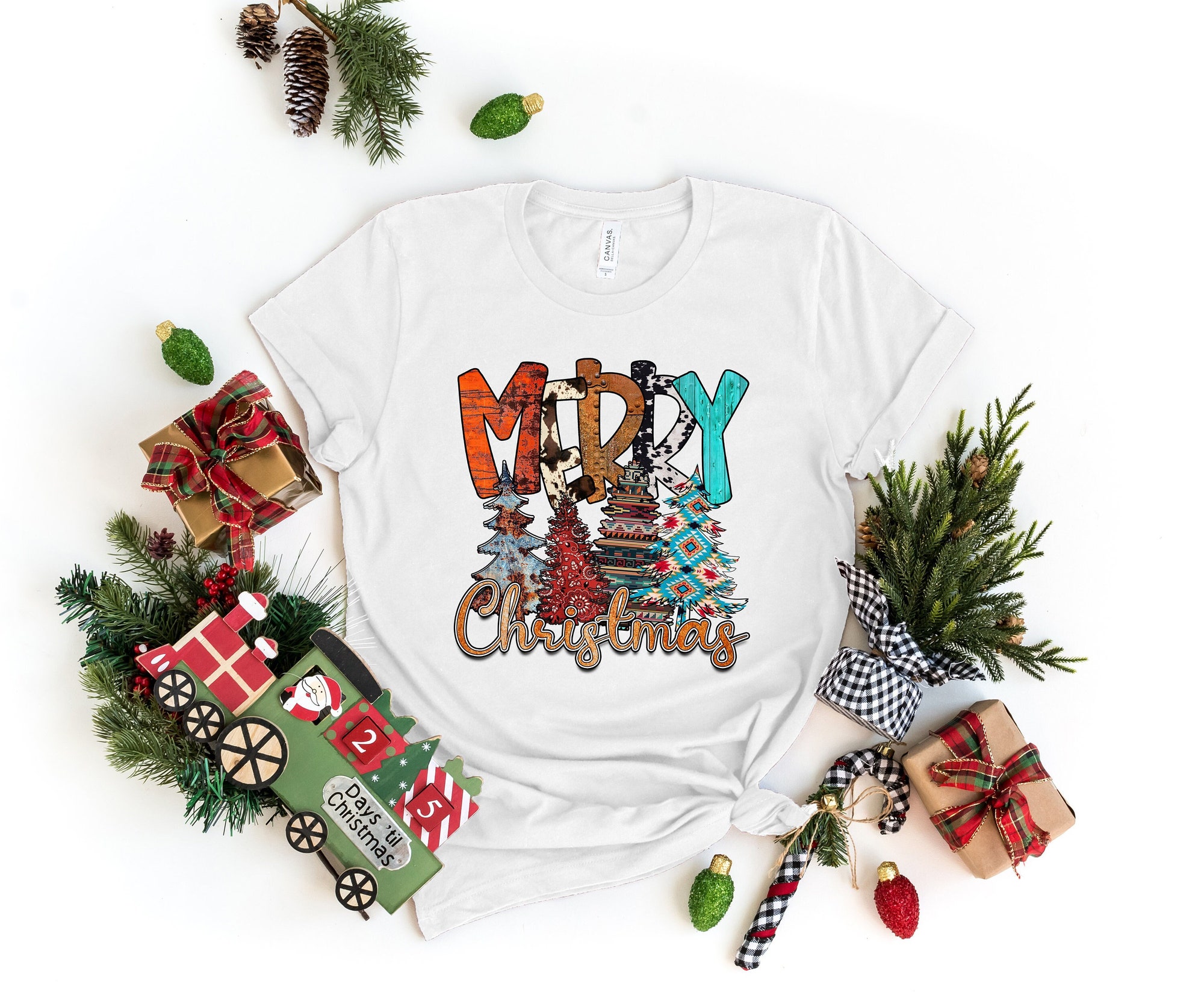 Merry Christmas Shirt: Tree Design Matching Family Tee image 0