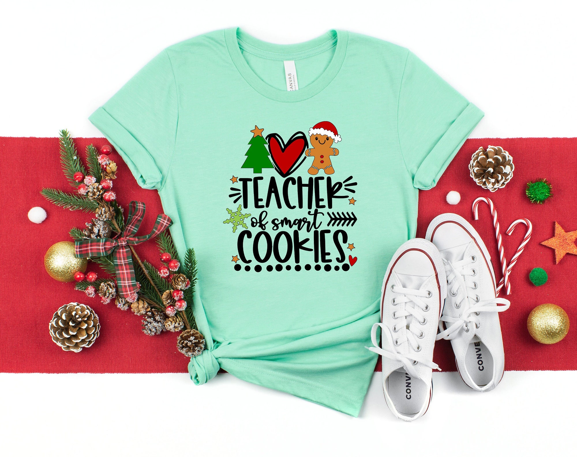 Christmas Teacher Cute Funny School New Year Spirit Shirt image 0