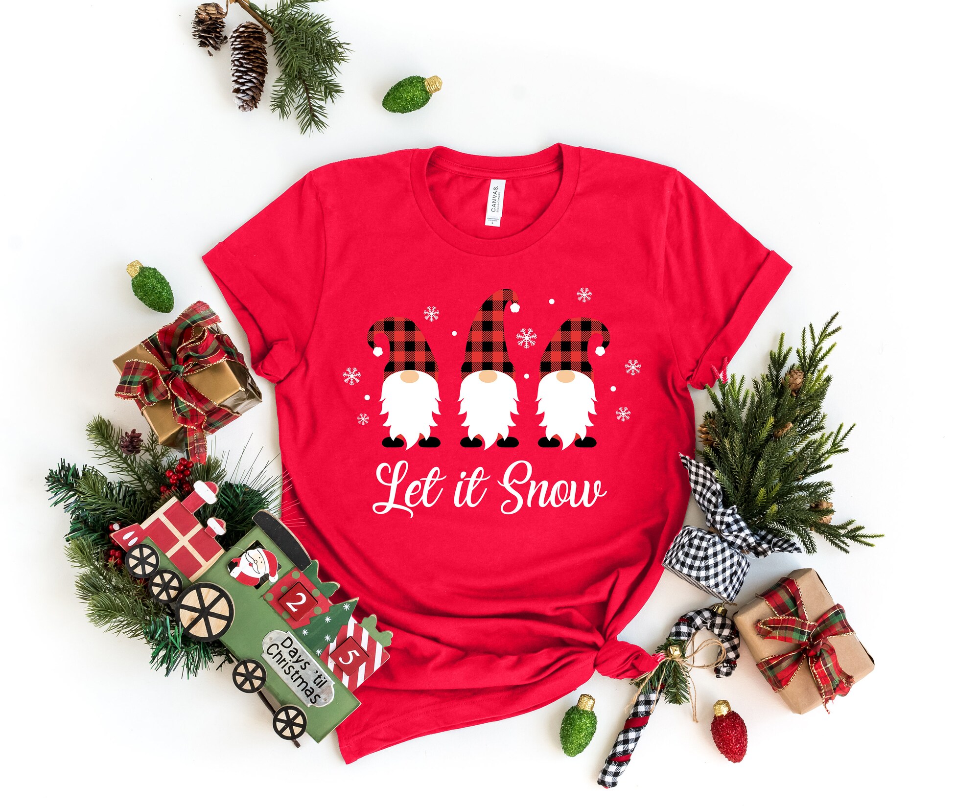 Let It Snow Christmas Gnomes Shirt | Merry Christmas & New Year Tee image 2