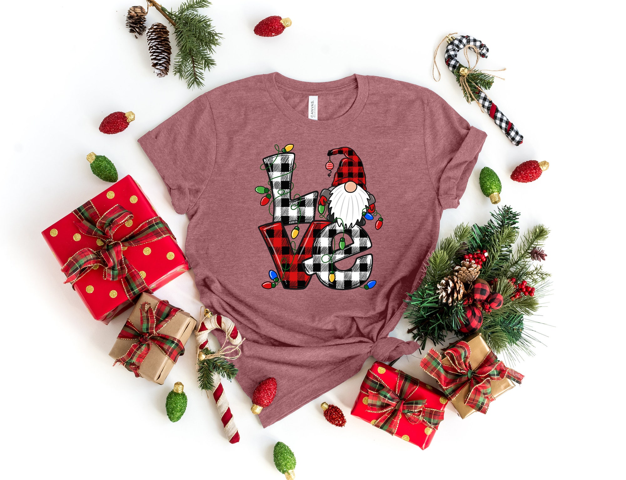 LOVE Christmas Gnome Shirt | Holiday Family Matching Tee image 1