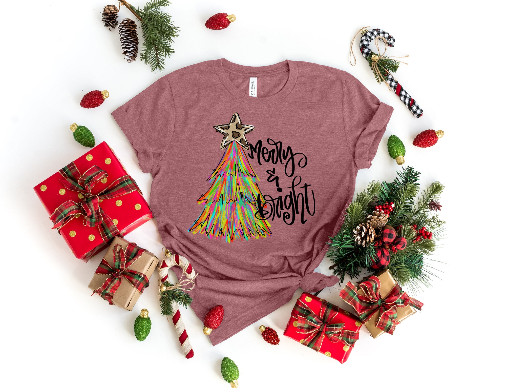 Merry and Bright Christmas Shirt | Most Wonderful Time Of The Year Family Tee image 1