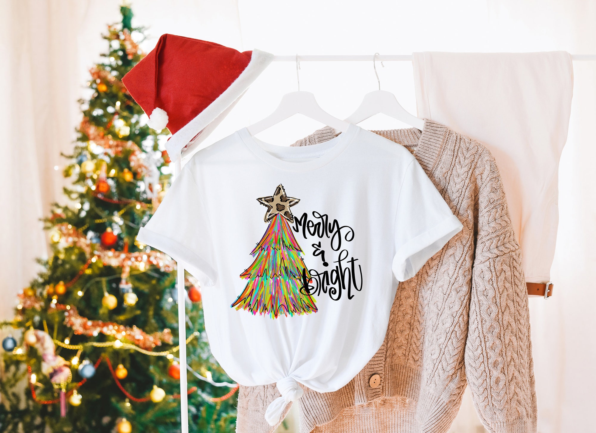 Merry and Bright Christmas Shirt | Most Wonderful Time Of The Year Family Tee image 2