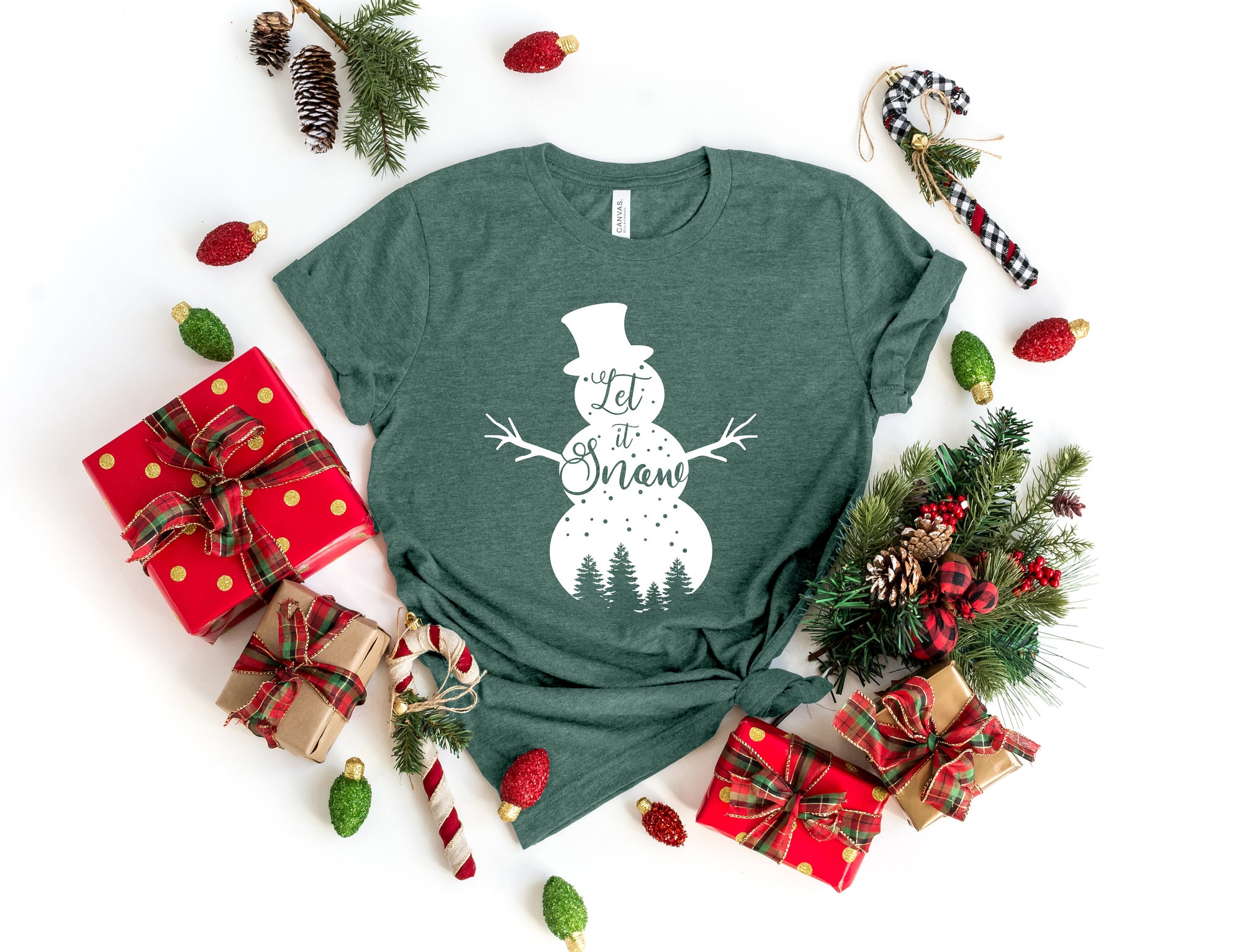 Let It Snow Christmas Shirt | Snowman & Holiday Apparel image 2