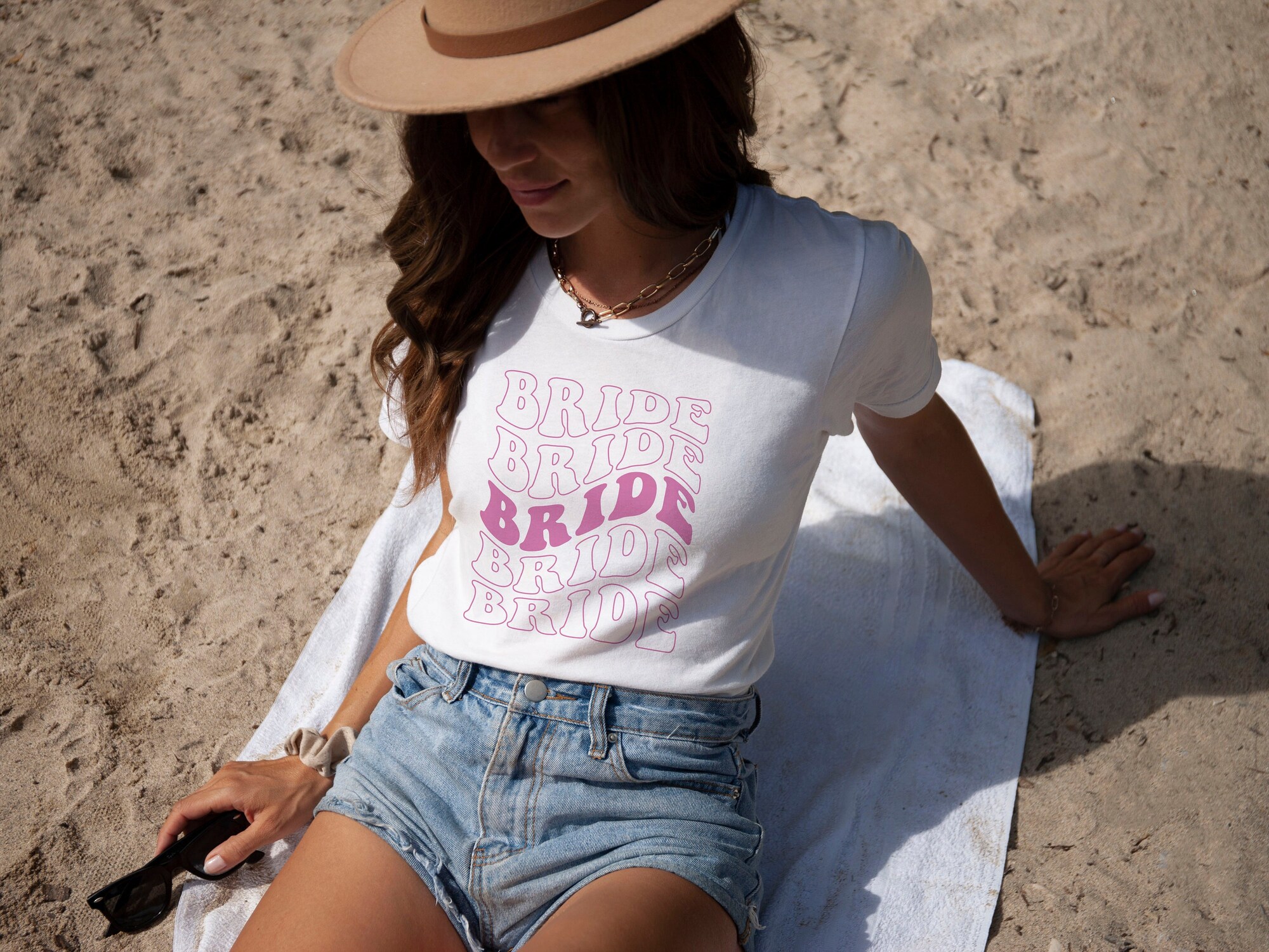 Retro & Boho Bride Shirt - Trendy Bachelorette Party Tee image 0