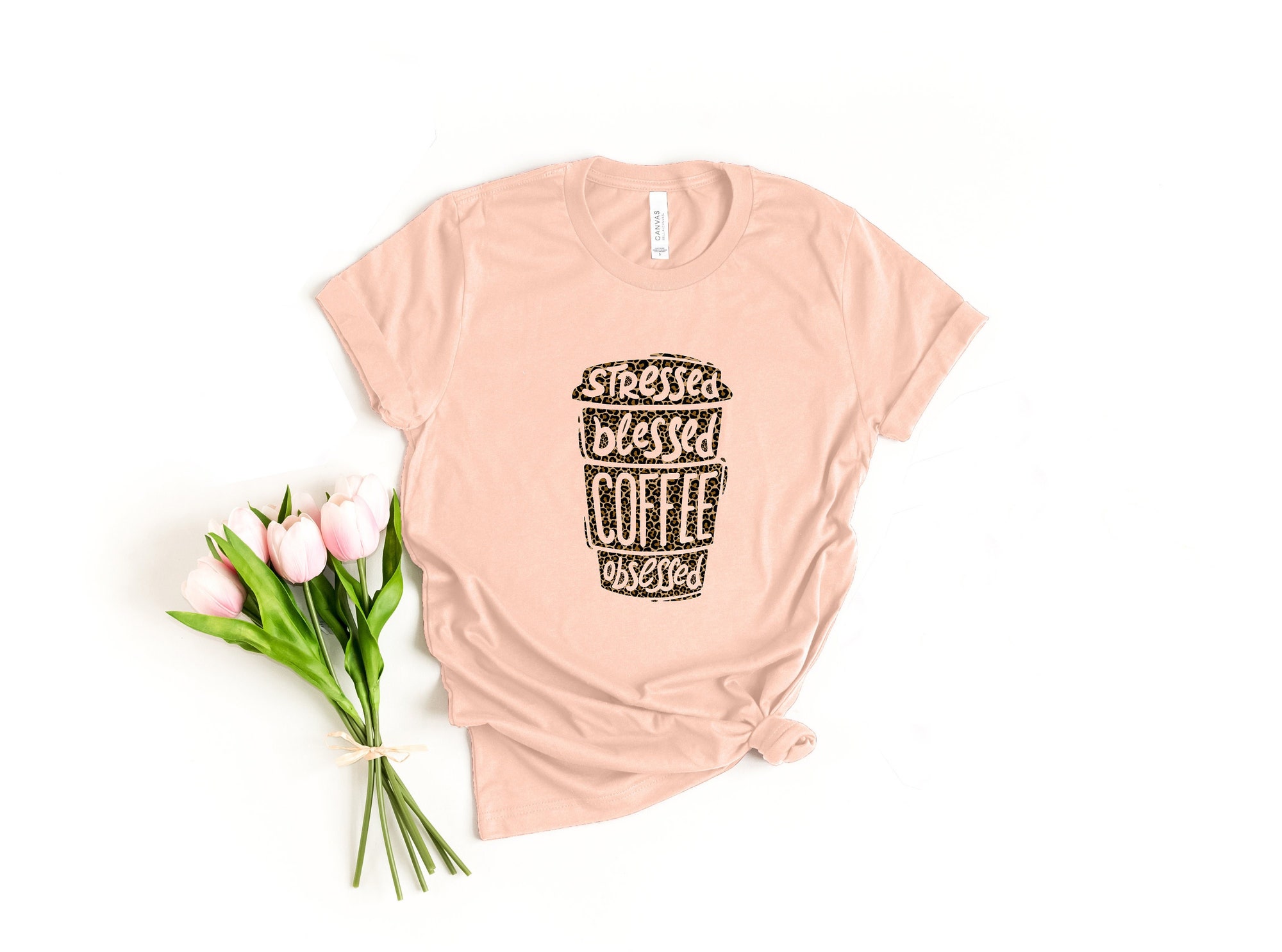Stressed Blessed Coffee Obsessed Halloween Skeleton Shirt image 0