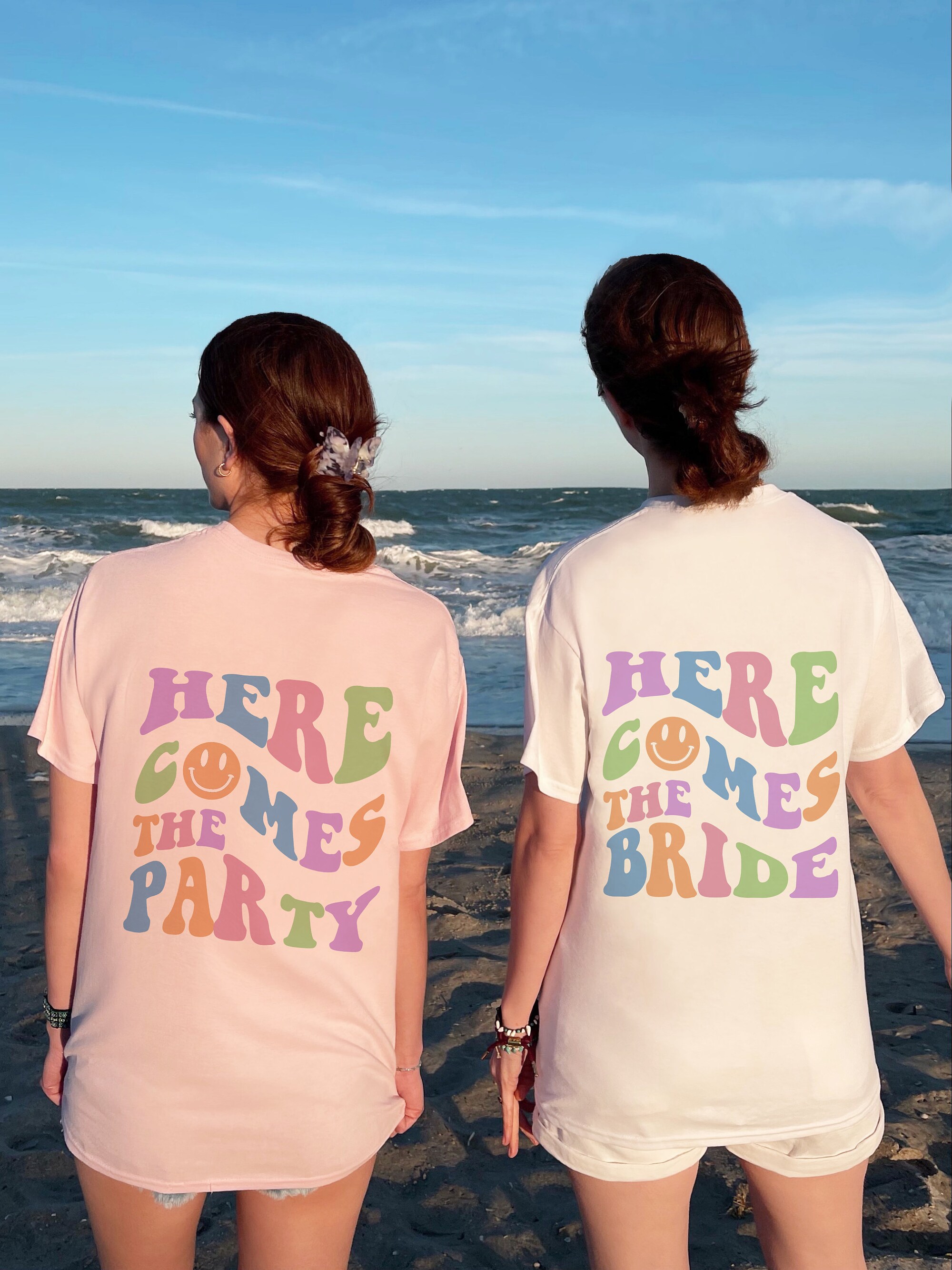 Retro Bachelorette Party Pastel Bride & Bridesmaid Tees - Groovy Y2K Party Shirts image 0
