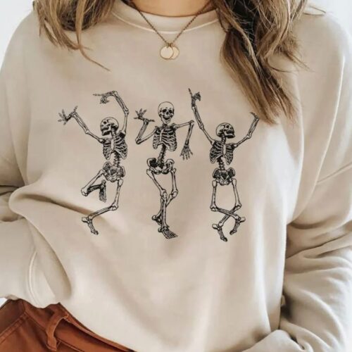 Fall Shirt: Dancing Skeleton Happy Halloween Tee image 0