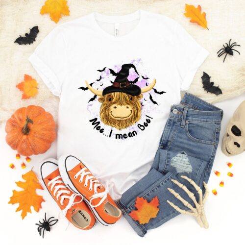 Moo I Mean Boo Funny Cow Halloween Shirt image 0