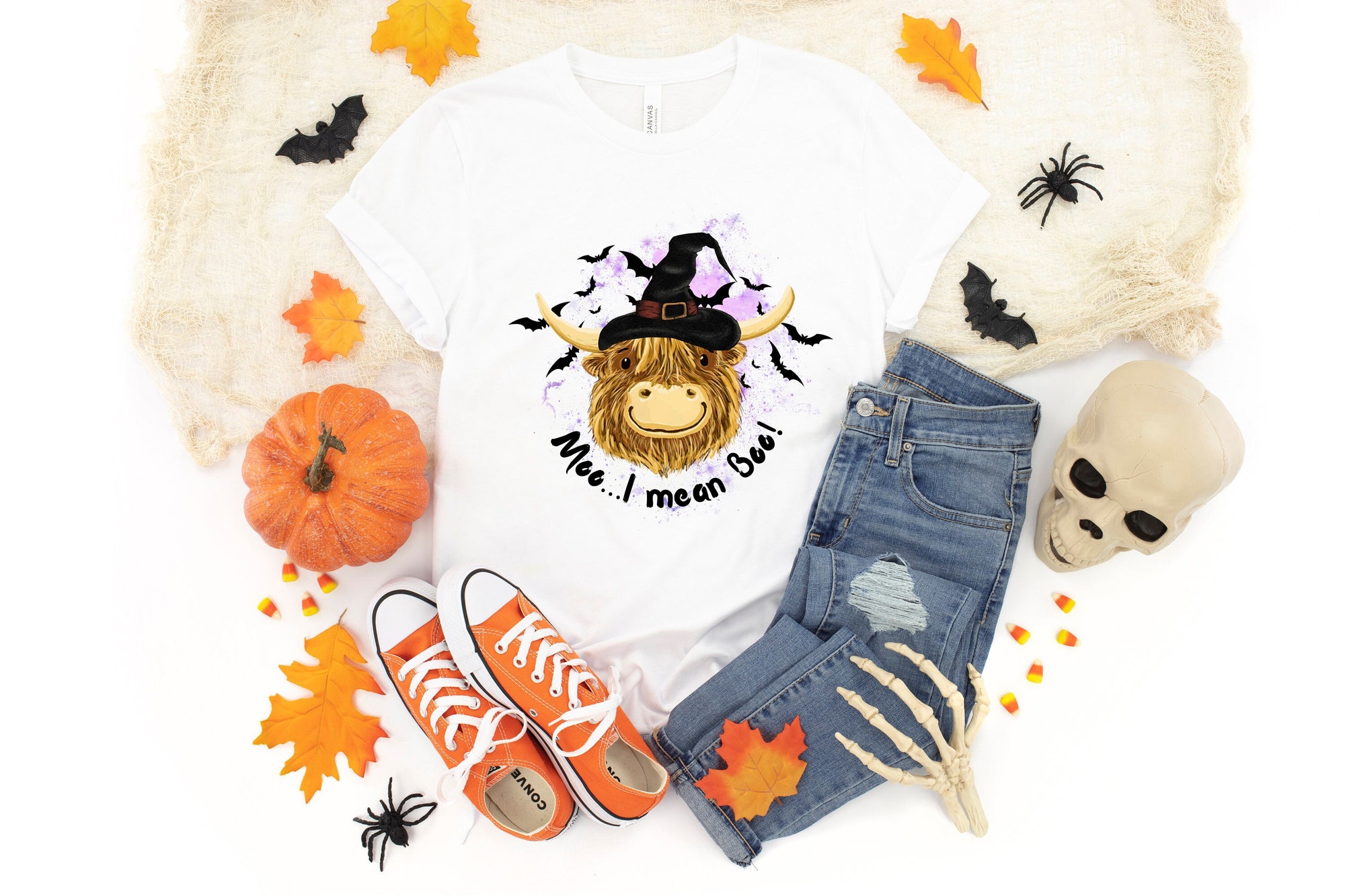 Moo I Mean Boo Funny Cow Halloween Shirt image 0