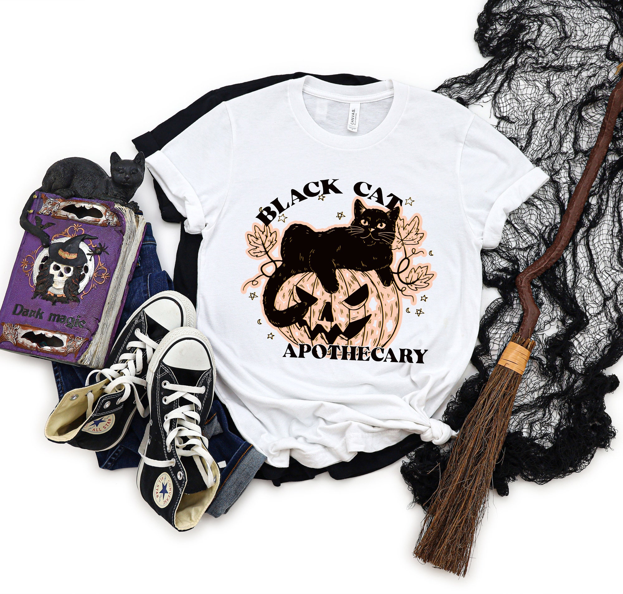 Halloween Boo Shirt Black Cat Apothecary Shirt Halloween Spooky Tee image 2