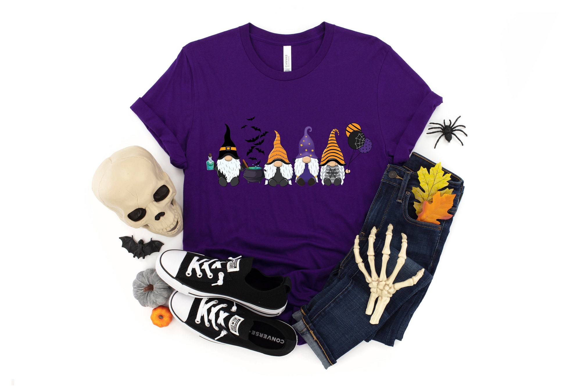 Halloween Gnome Friends Horror Basic Witch Shirt image 2