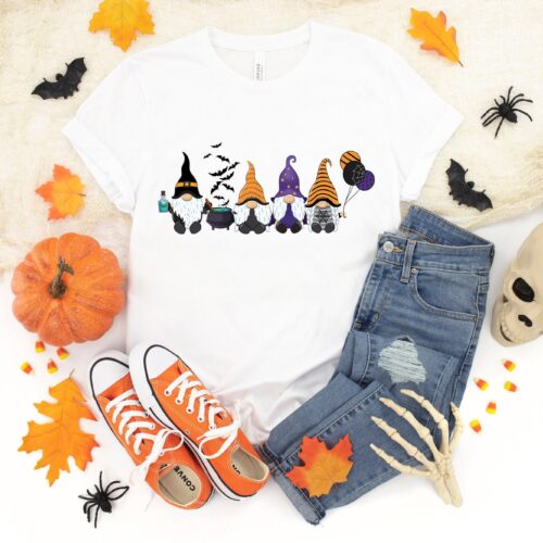 Halloween Gnome Friends Horror Basic Witch Shirt image 0