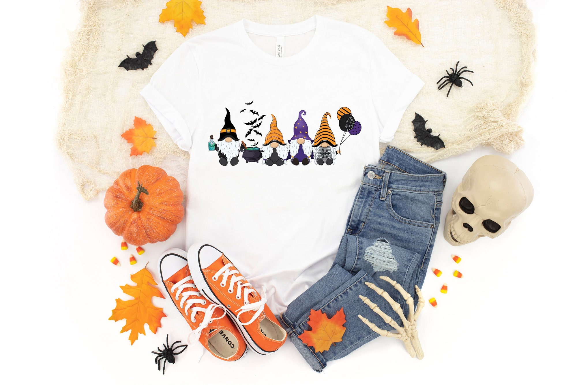 Halloween Gnome Friends Horror Basic Witch Shirt image 0