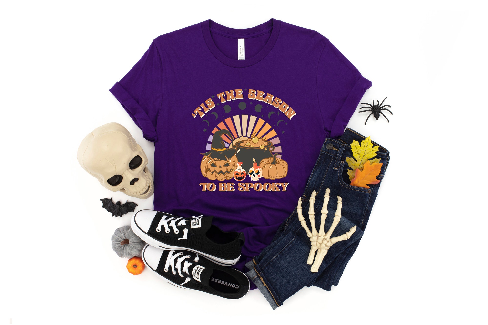 'Tis The Season To Be Spooky Halloween Black Cat Shirt image 1