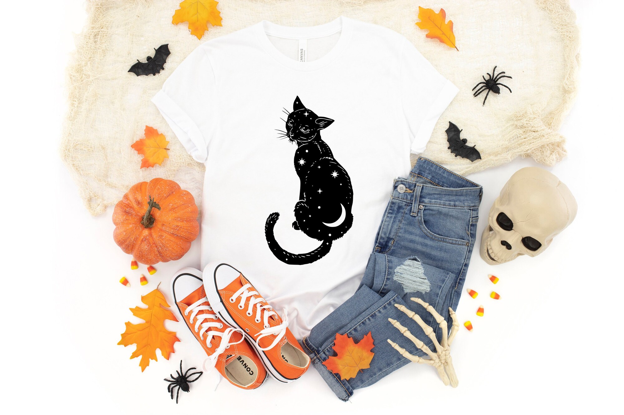 Halloween Black Cat Shirt Haunt People Cat Mama Pumpkin image 0