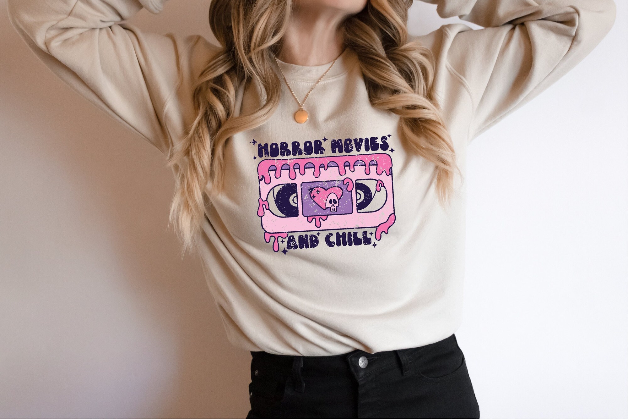 Horror & Chill: Distressed Sweatshirt for Halloween image 1