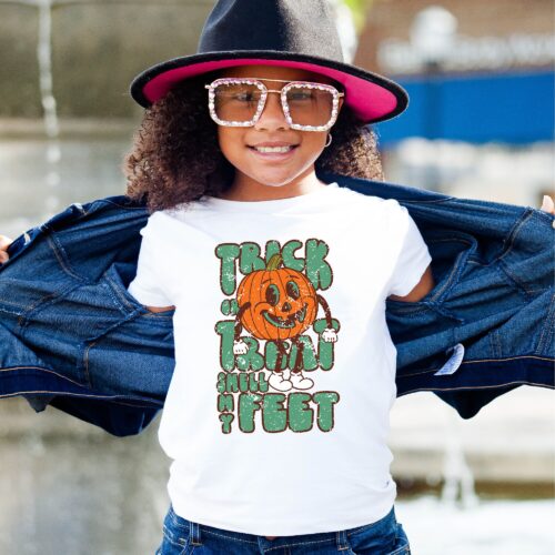 Cute & Funny Pumpkin Tee: Vintage Trick or Treat Halloween Shirt image 0