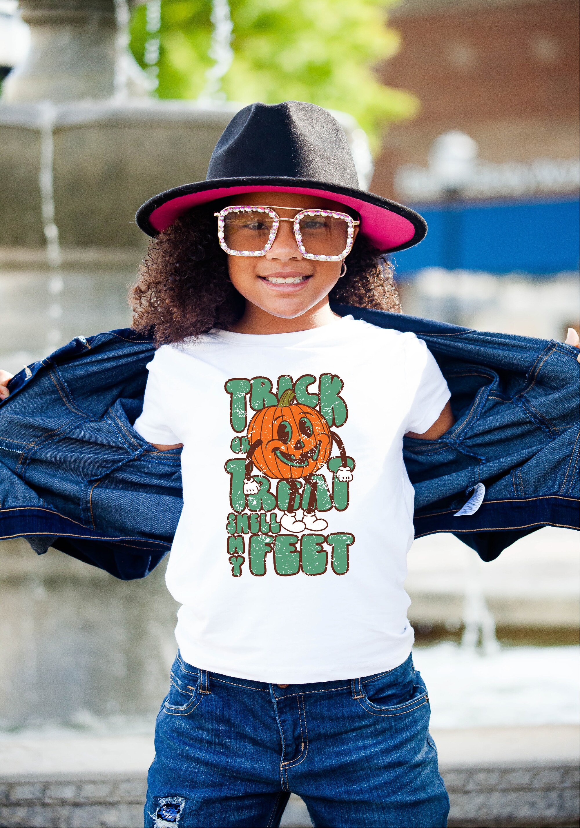 Cute & Funny Pumpkin Tee: Vintage Trick or Treat Halloween Shirt image 0