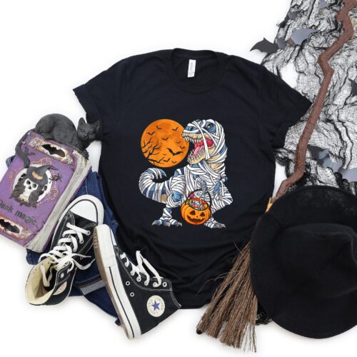 Dinosaur Skeleton T-Rex Halloween Shirt for Boys: Spooky Saurus Rex Tee image 0