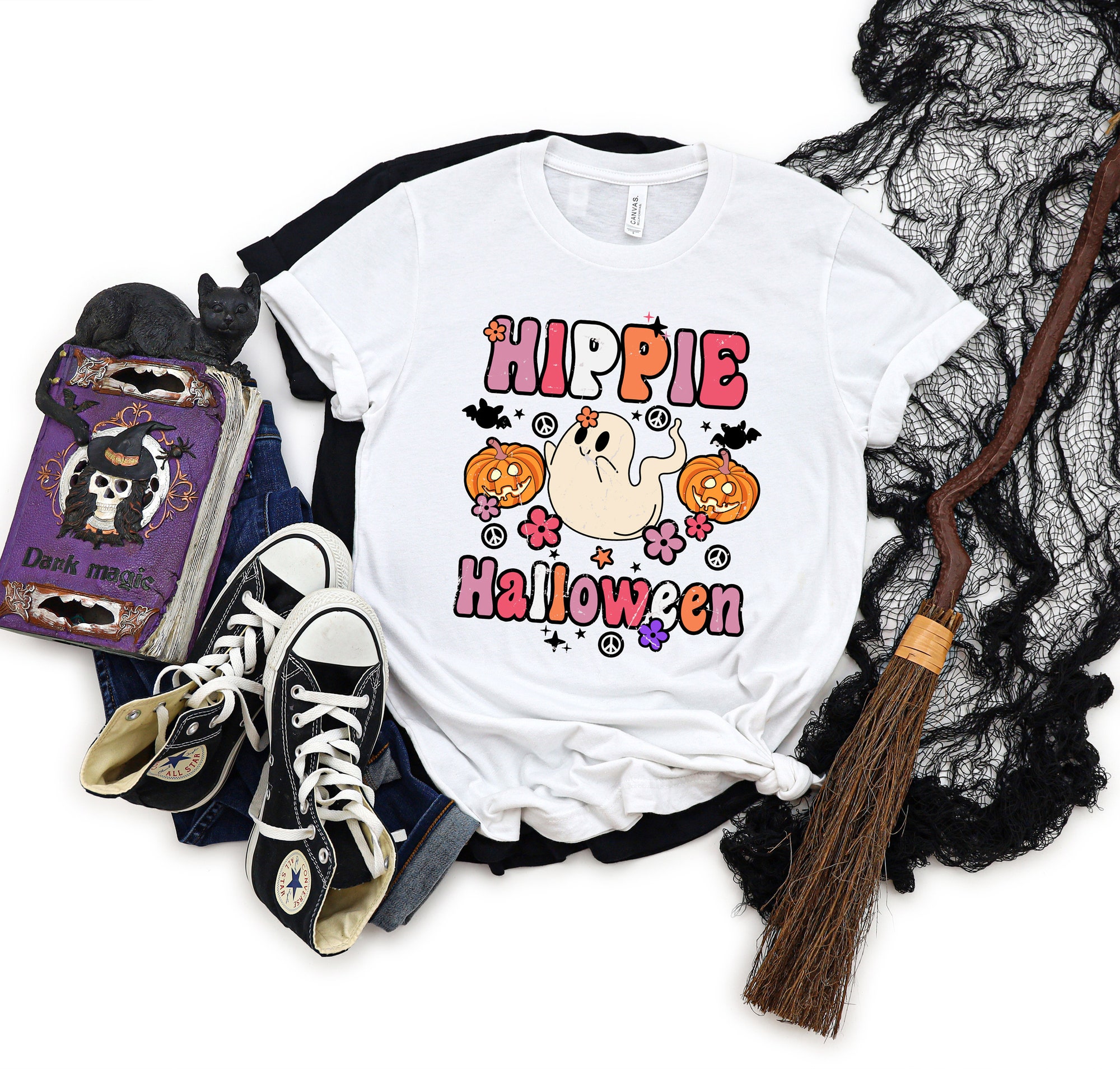 Hippie Halloween Shirt: Retro Funny Cow Halloween Matching Tee image 1