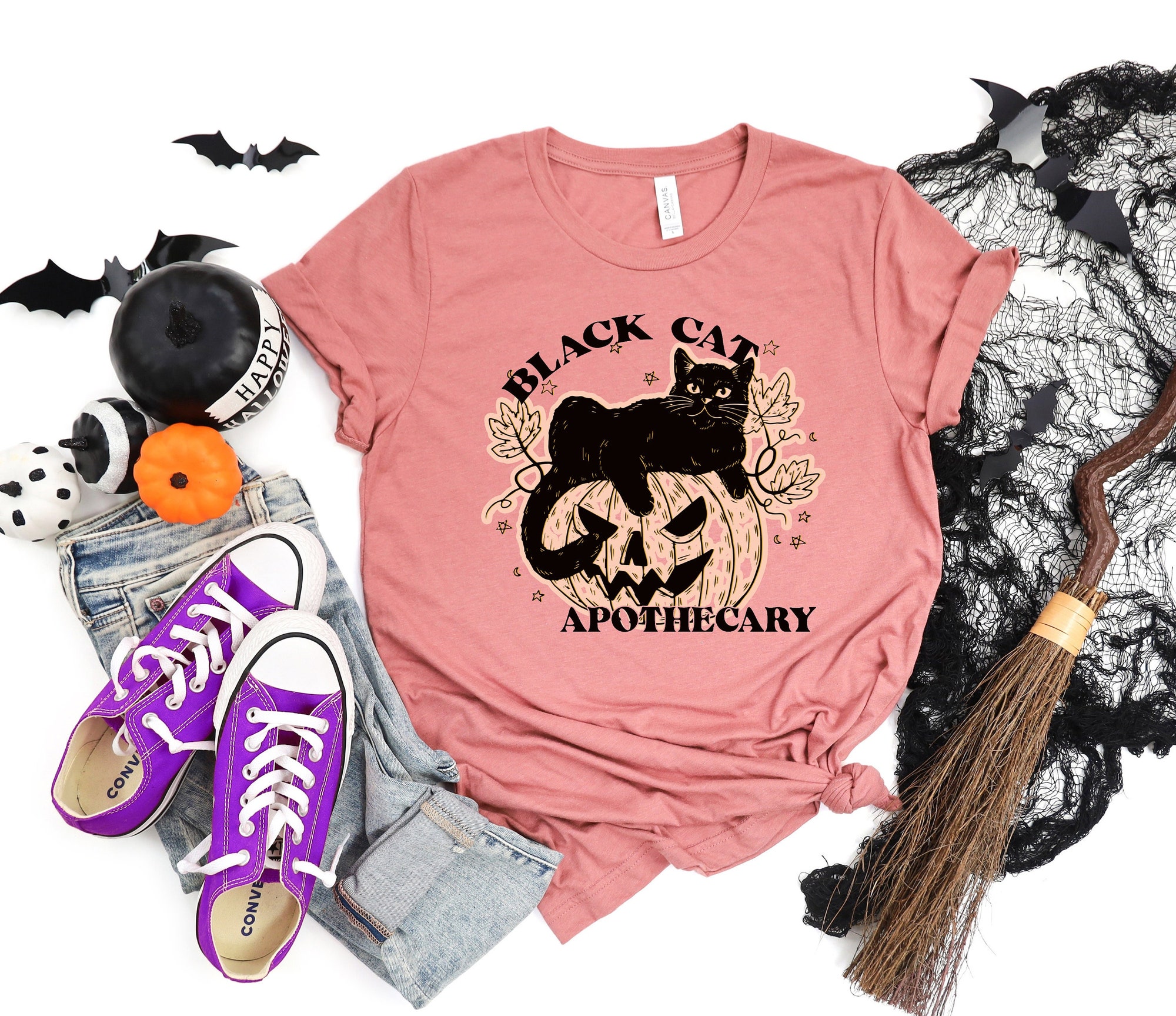 Halloween Boo Shirt Black Cat Apothecary Shirt Halloween Spooky Tee image 1