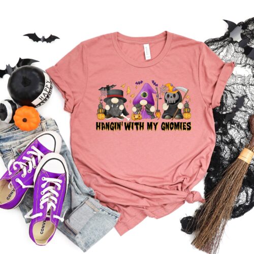 Hangin With My Gnomies Shirt: Halloween Party Trick Or Treat Tee image 0