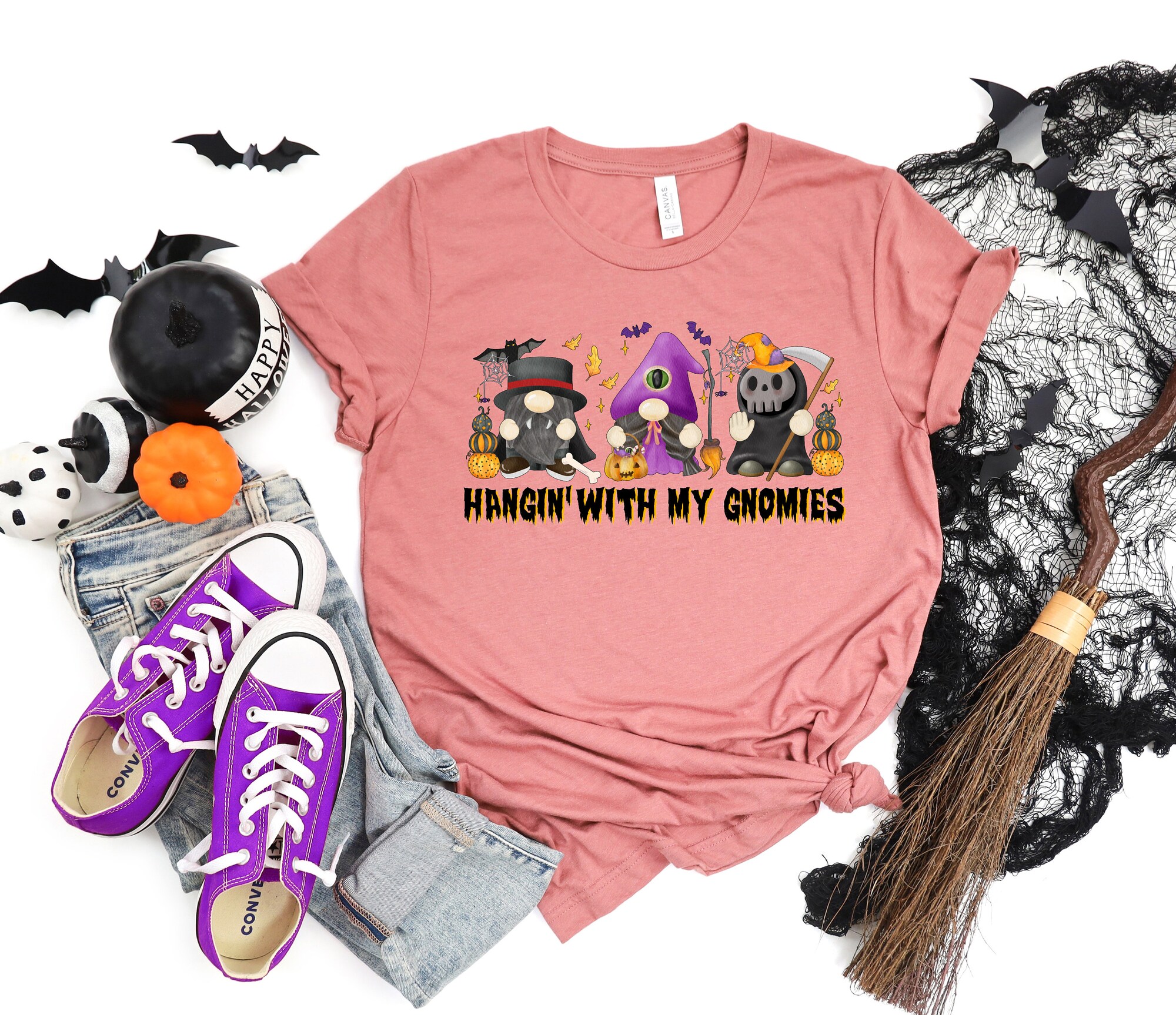 Hangin With My Gnomies Shirt: Halloween Party Trick Or Treat Tee image 0