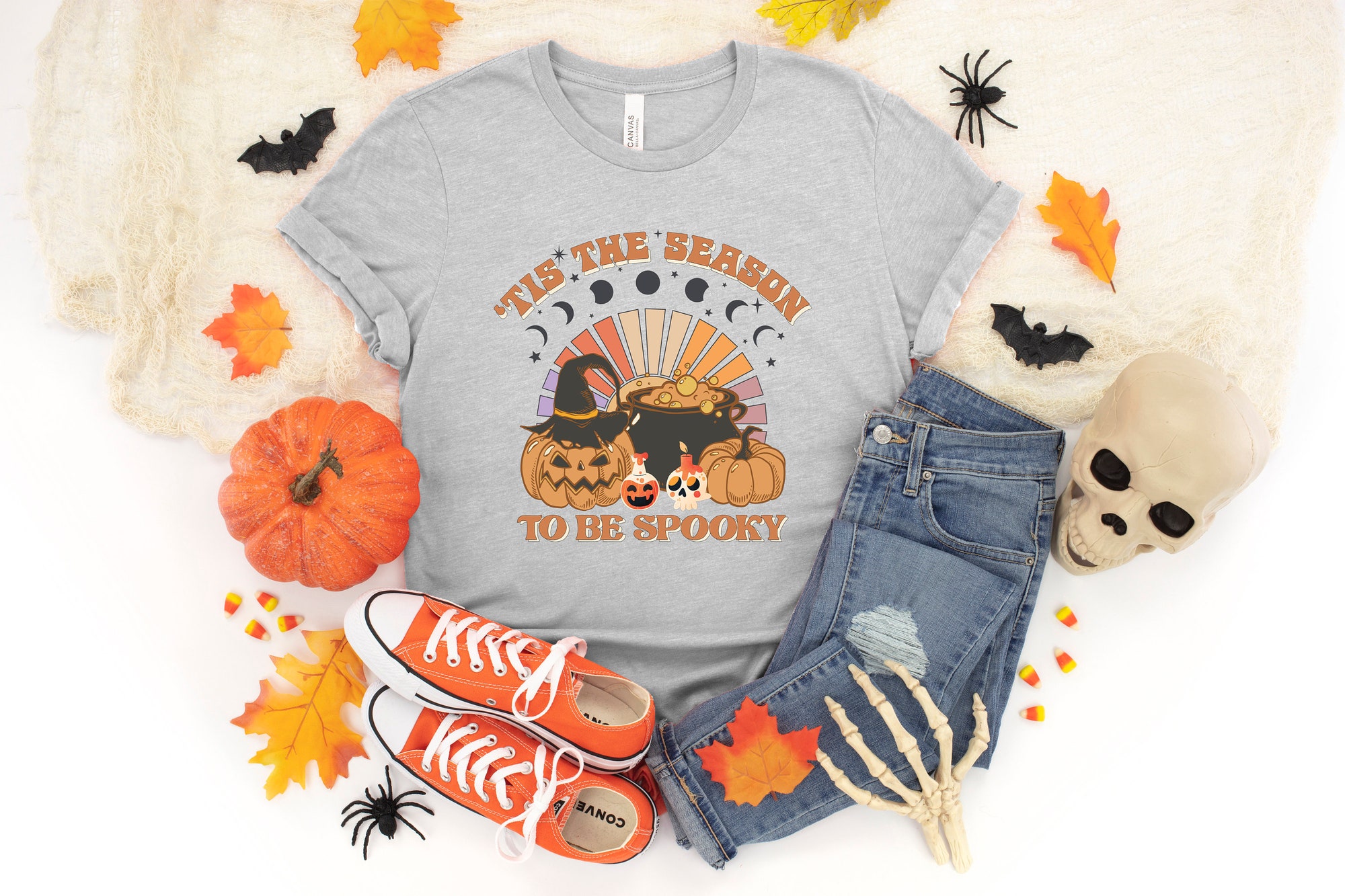 'Tis The Season To Be Spooky Halloween Black Cat Shirt image 2