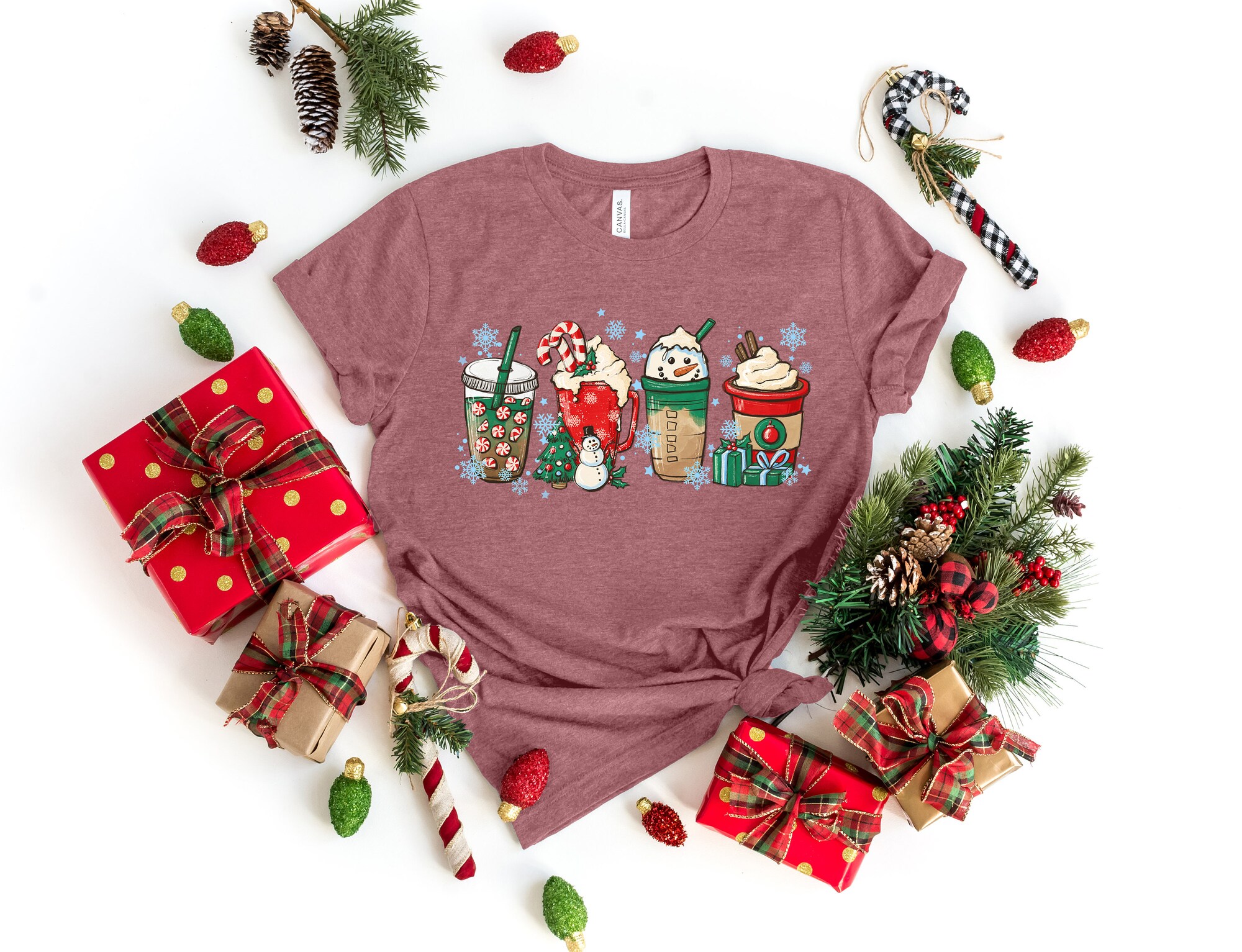 Christmas Coffee Shirt | Peppermint Iced Latte & Cozy Winter Women's Tee image 3