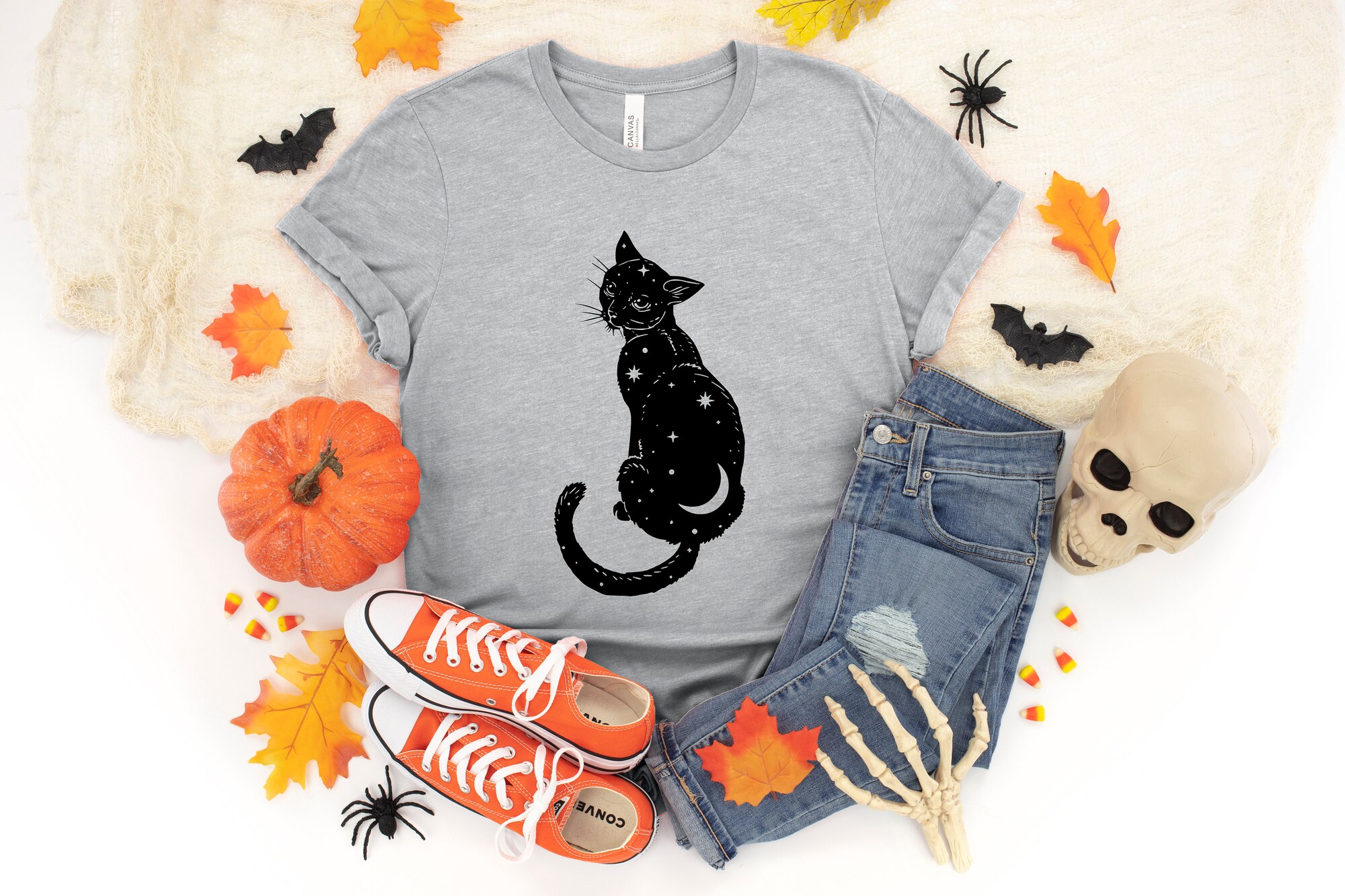 Halloween Black Cat Shirt Haunt People Cat Mama Pumpkin image 2