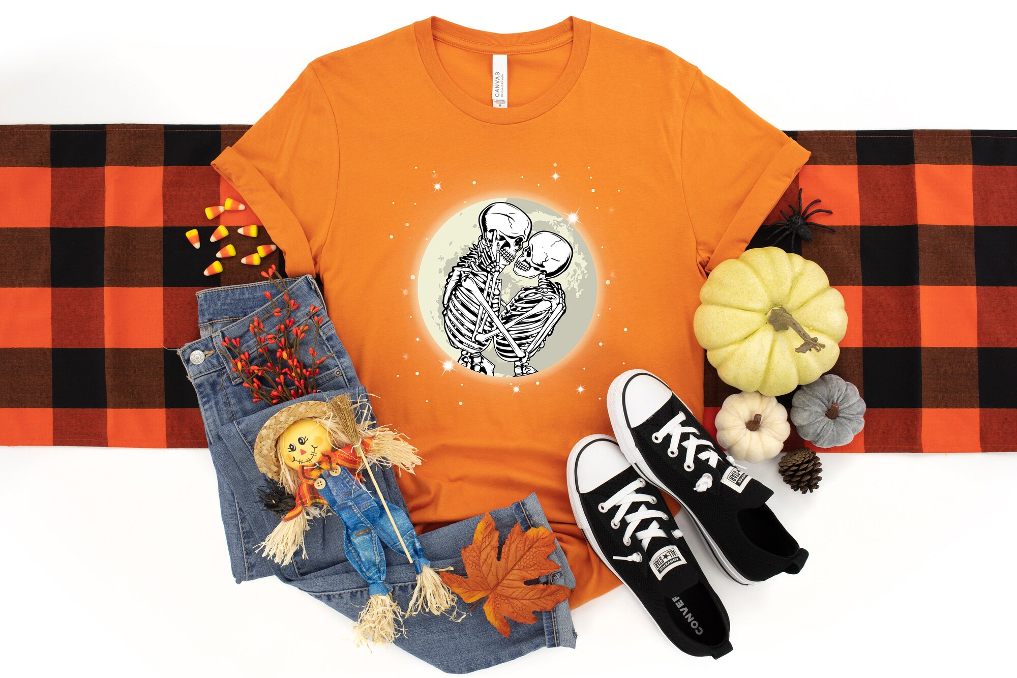 Moon Romance Skeleton Halloween Boo Shirt image 2