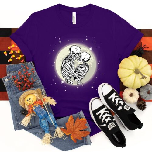 Moon Romance Skeleton Halloween Boo Shirt image 0