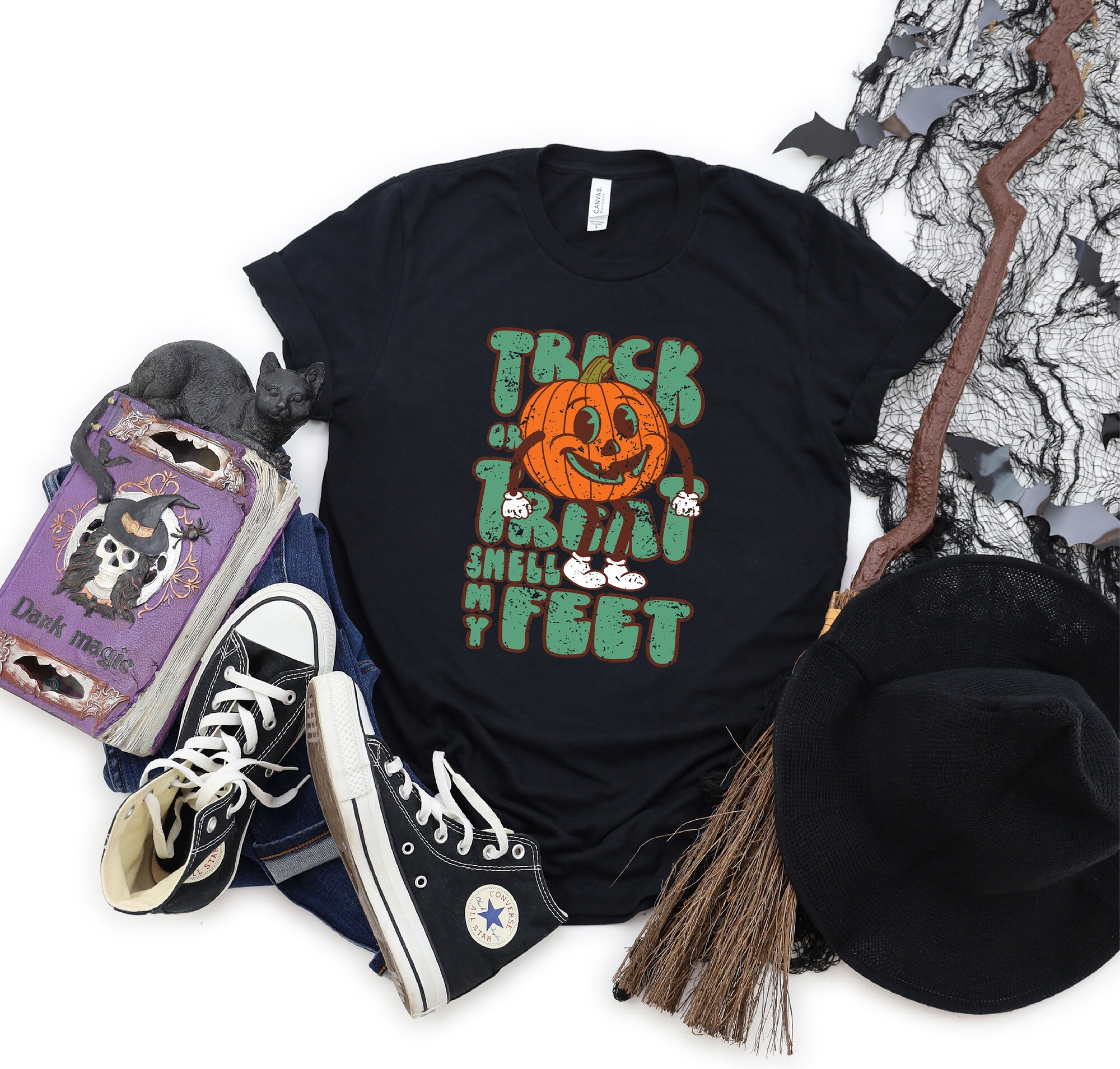 Cute & Funny Pumpkin Tee: Vintage Trick or Treat Halloween Shirt image 2