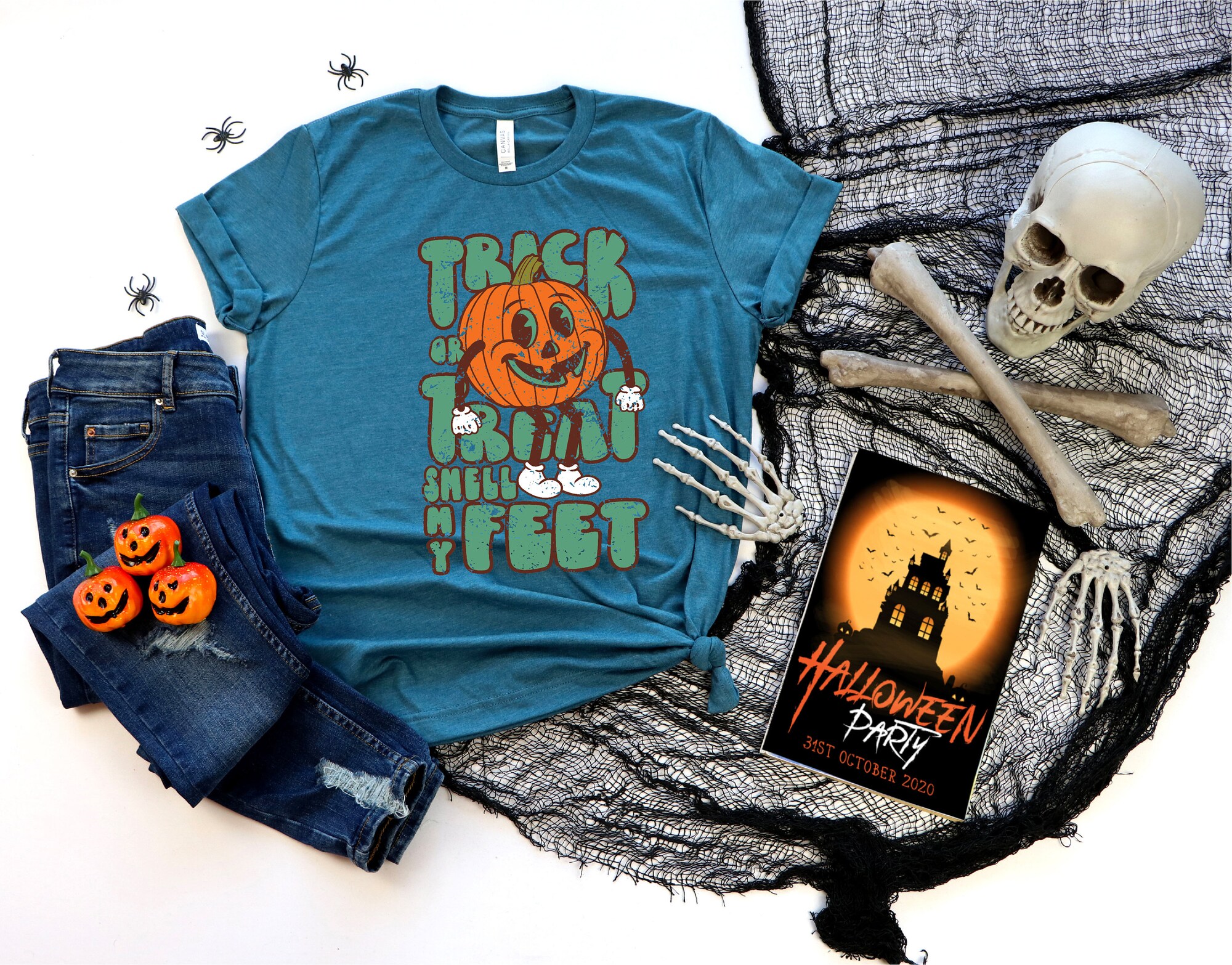 Cute & Funny Pumpkin Tee: Vintage Trick or Treat Halloween Shirt image 3