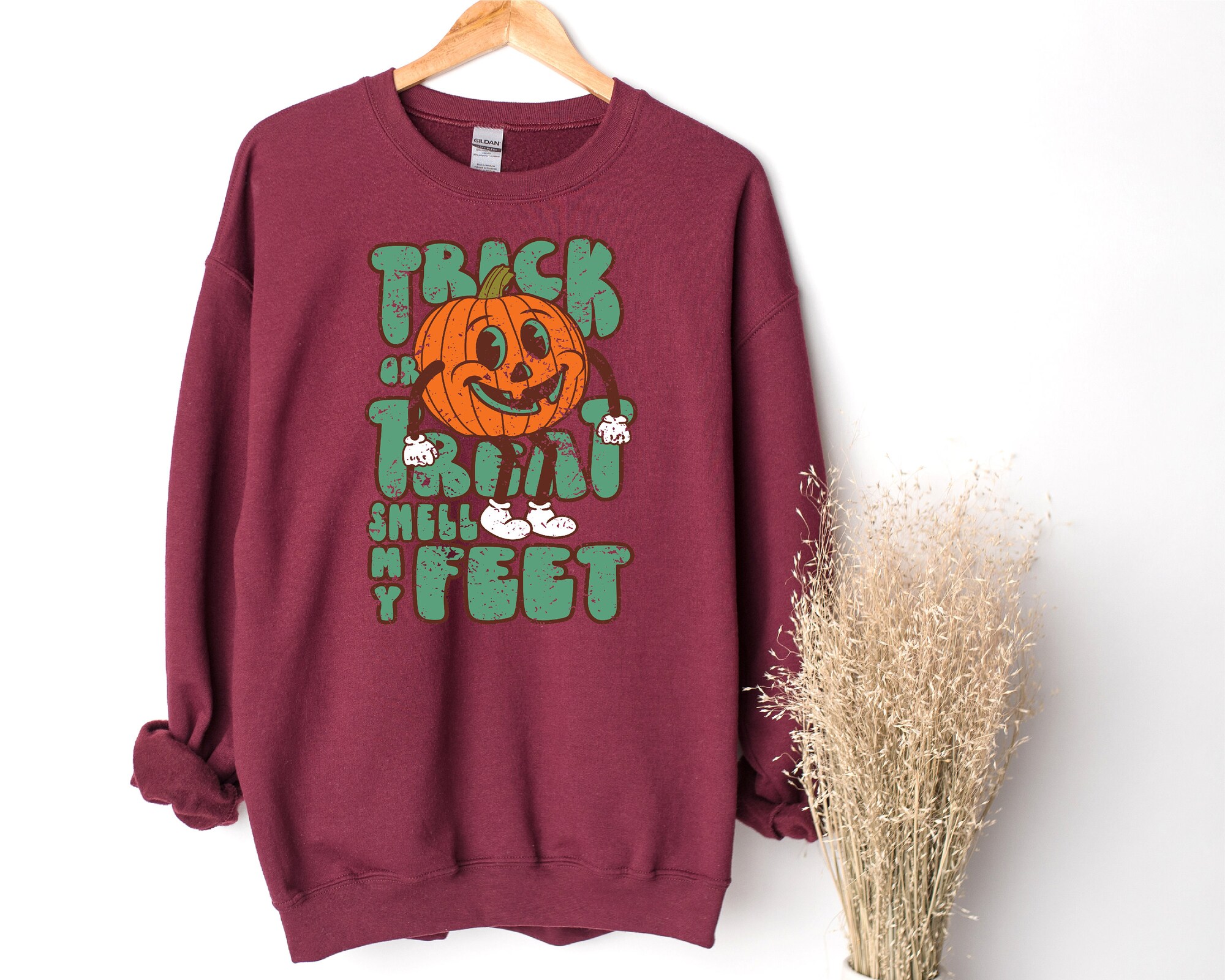 Trick or Treat Smell My Feet: Funny Pumpkin Halloween Sweatshirt image 1