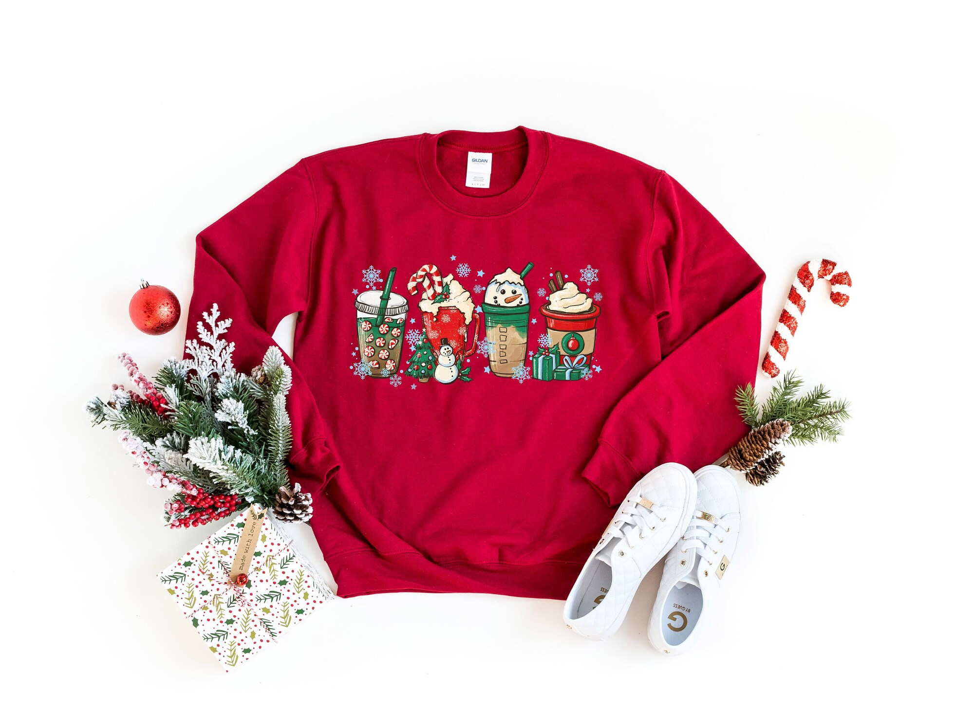 Christmas Coffee Shirt | Peppermint Iced Latte & Cozy Winter Women's Tee image 0