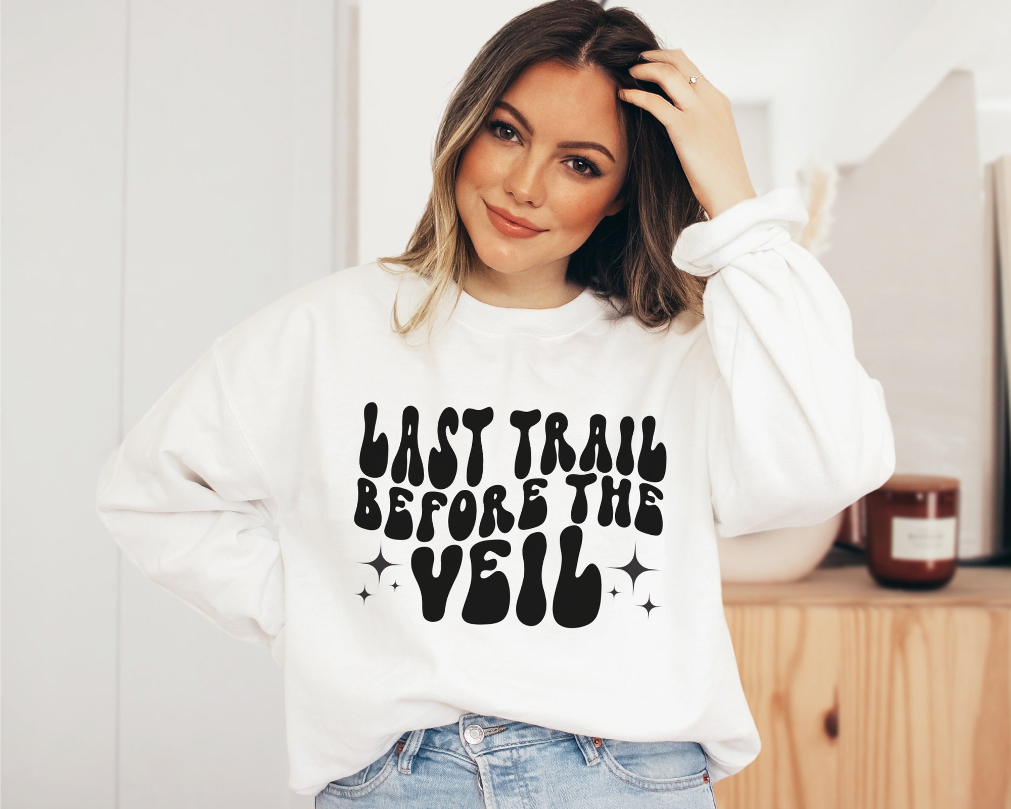 Last Trail Before Veil: Hike Camp Ski & Mountain Bachelorette Sweatshirt image 1