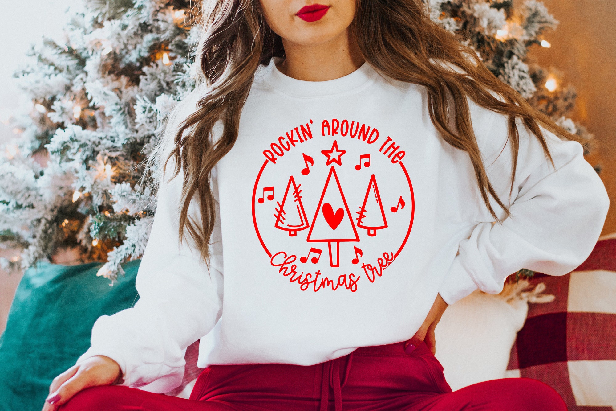 Christmas Tree Sweatshirt | Rockin Around the Christmas Tree Hoodie image 3