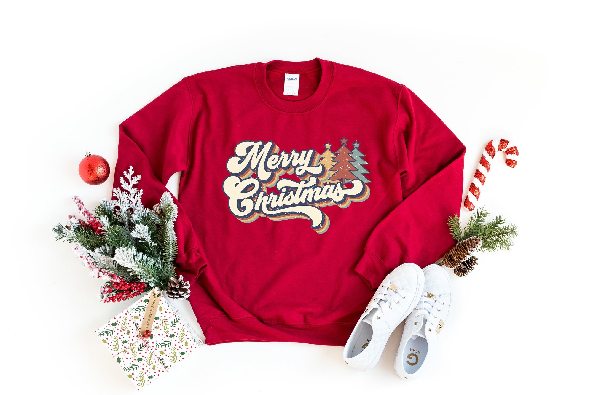Vintage Merry Christmas Sweatshirt: Family Shirt 70s Style Gift image 0