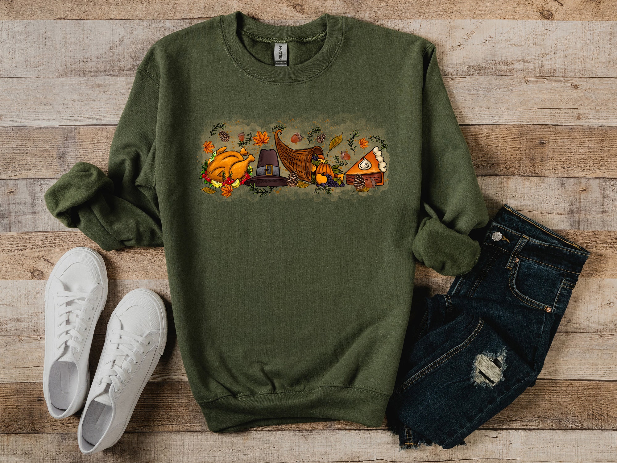 Thankful Thanksgiving Turkey Sweatshirt | Thanksgiving Shirt | Thankful Shirt image 2