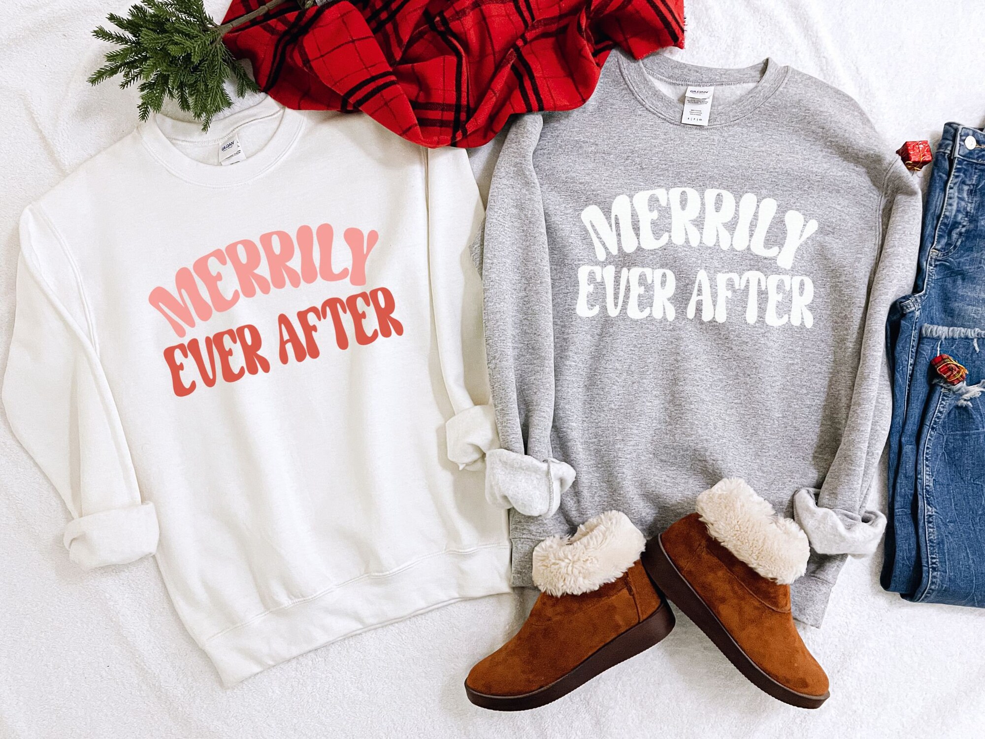 Merrily Ever After: Matching Xmas Sweatshirts for Couples & Newlyweds image 2