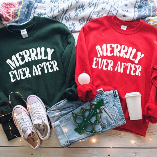 Newlywed Xmas Tees: Couples' Merry Matching Christmas Shirts image 0